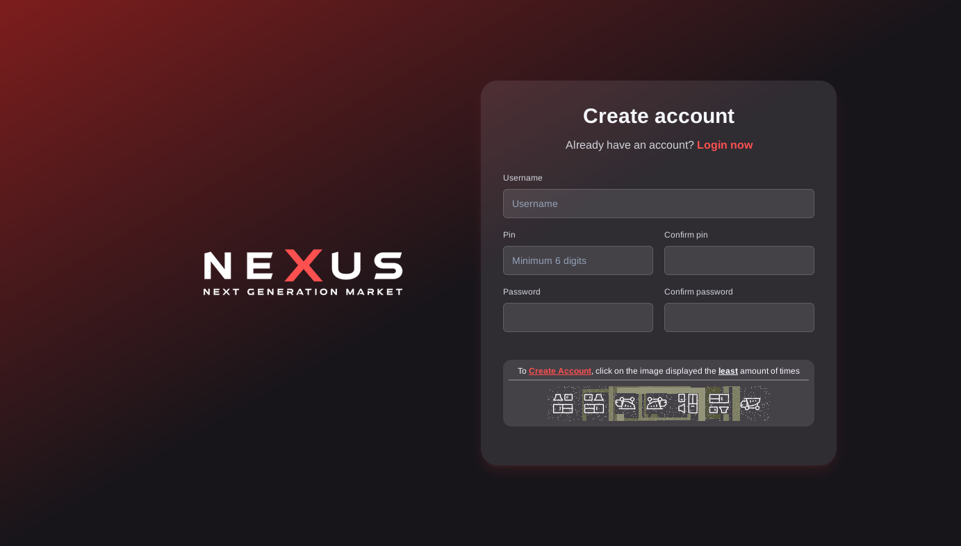 Nexus Market Register Page
